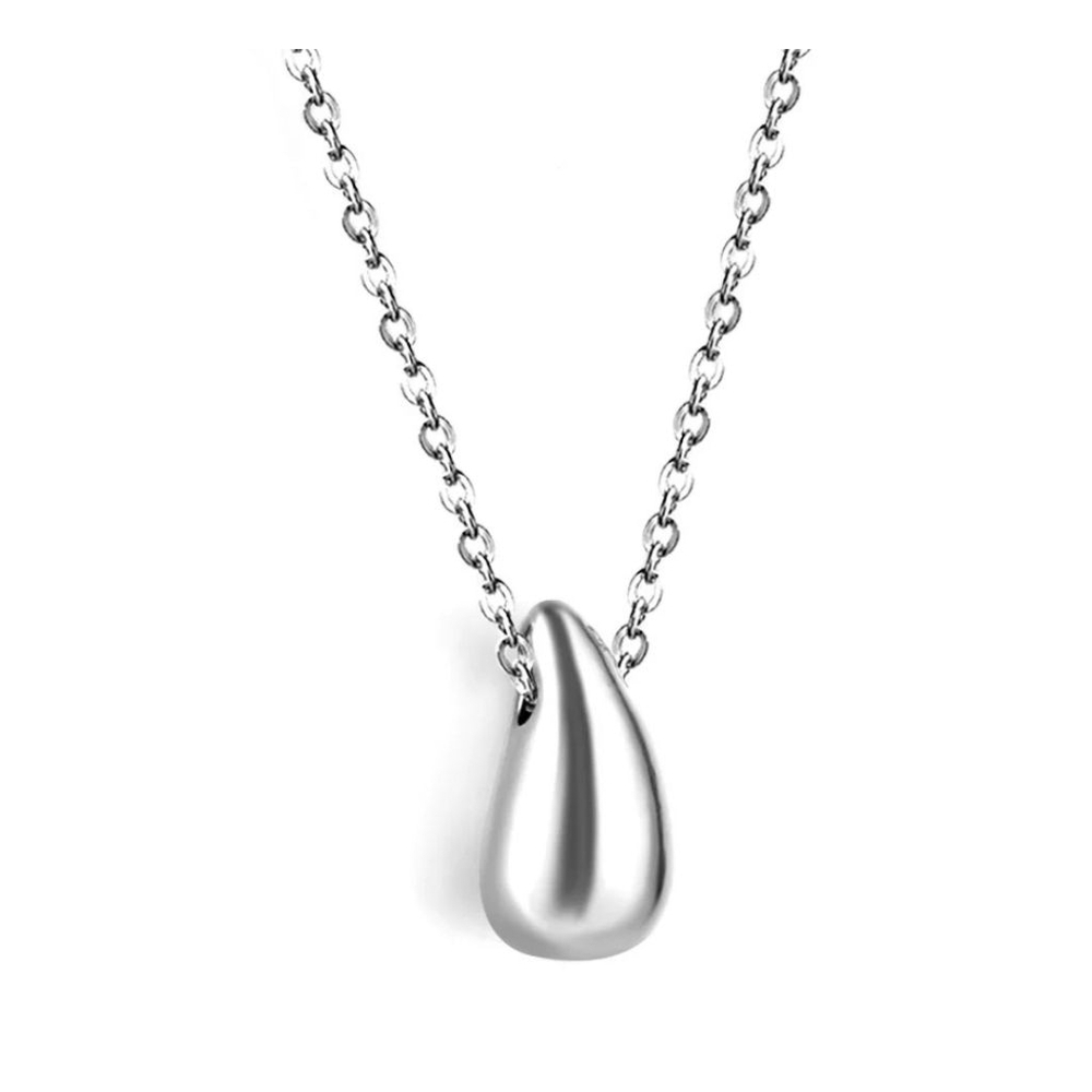 NEW Women's White Gold Plated Sterling Teardrop Necklace, 16-18”
